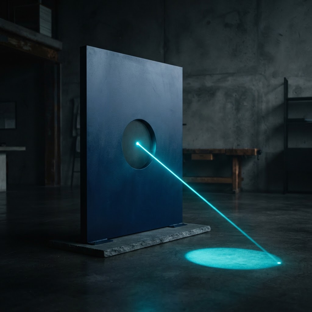 Vertical steel panel with a circular aperture