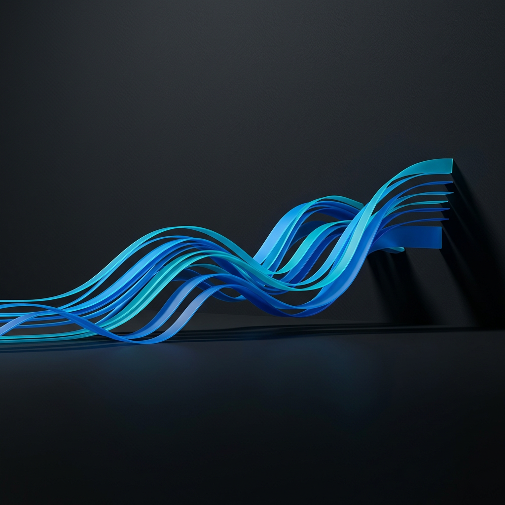 Abstract flowing data visualization in blue tones