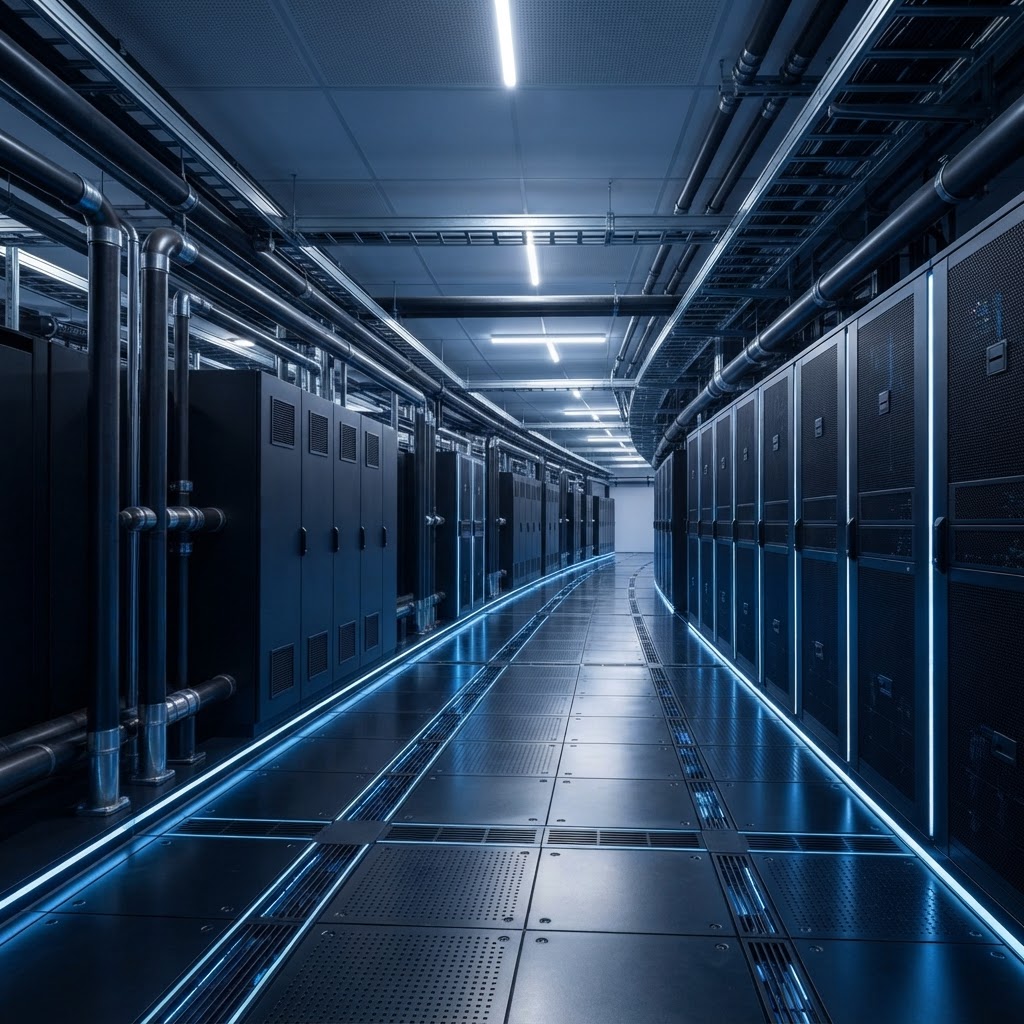Industrial modular cooling pipes in a server room