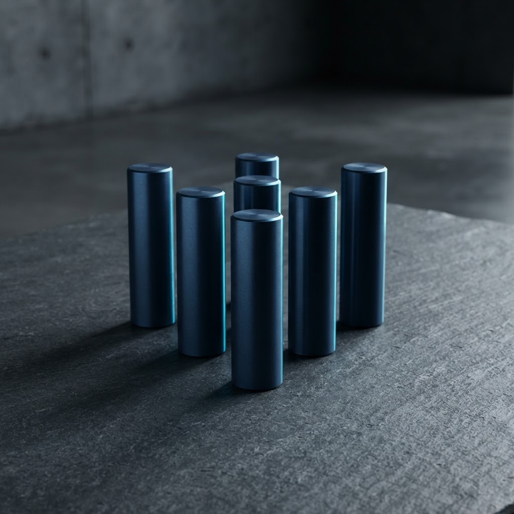 Precision machined steel pillars in triangular formation