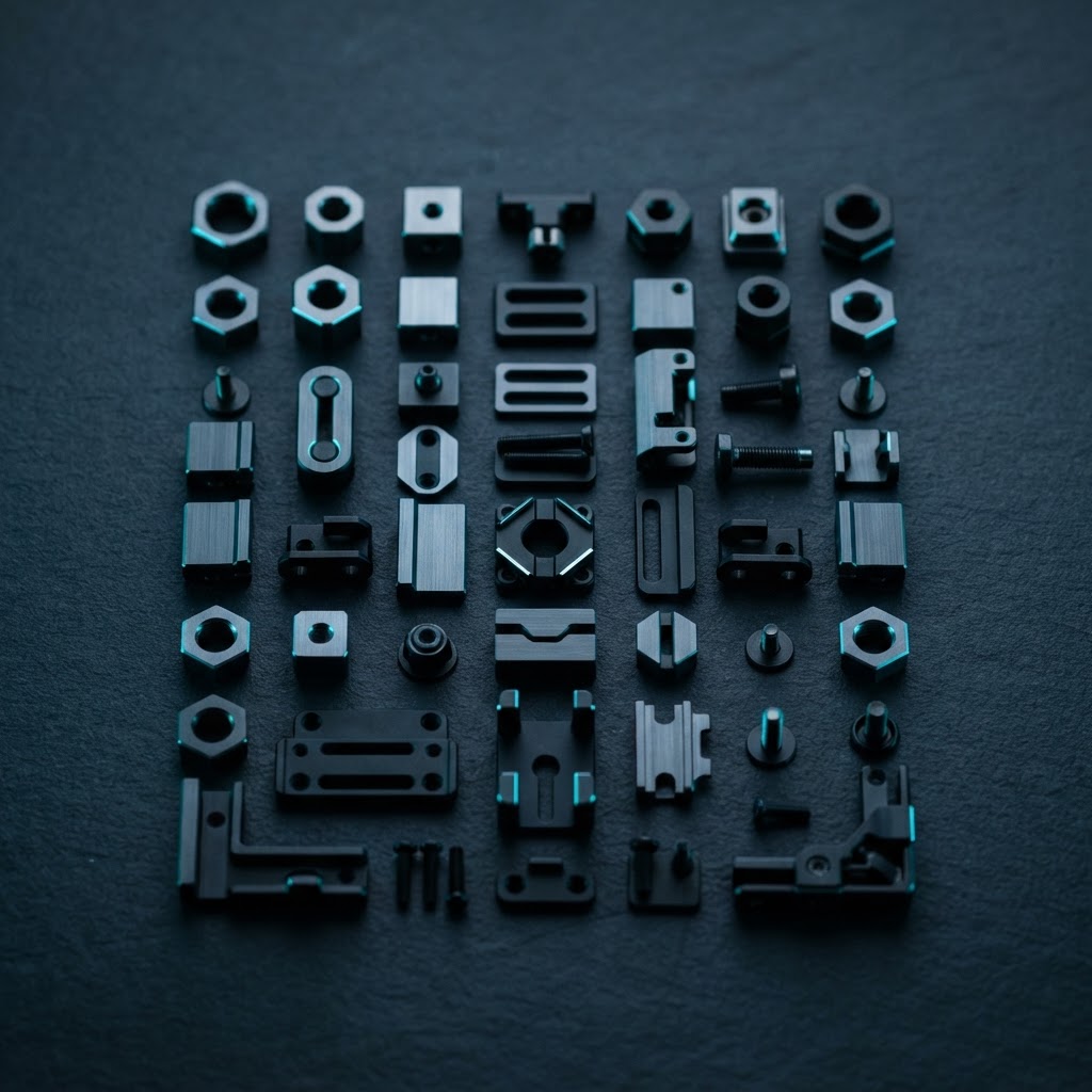 Macro view of structured metallic office hardware components