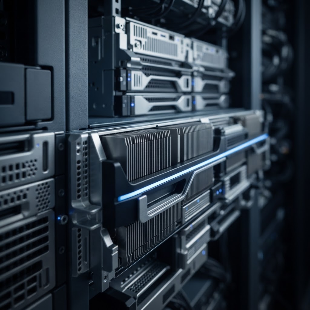 Macro view of high-end server hardware components