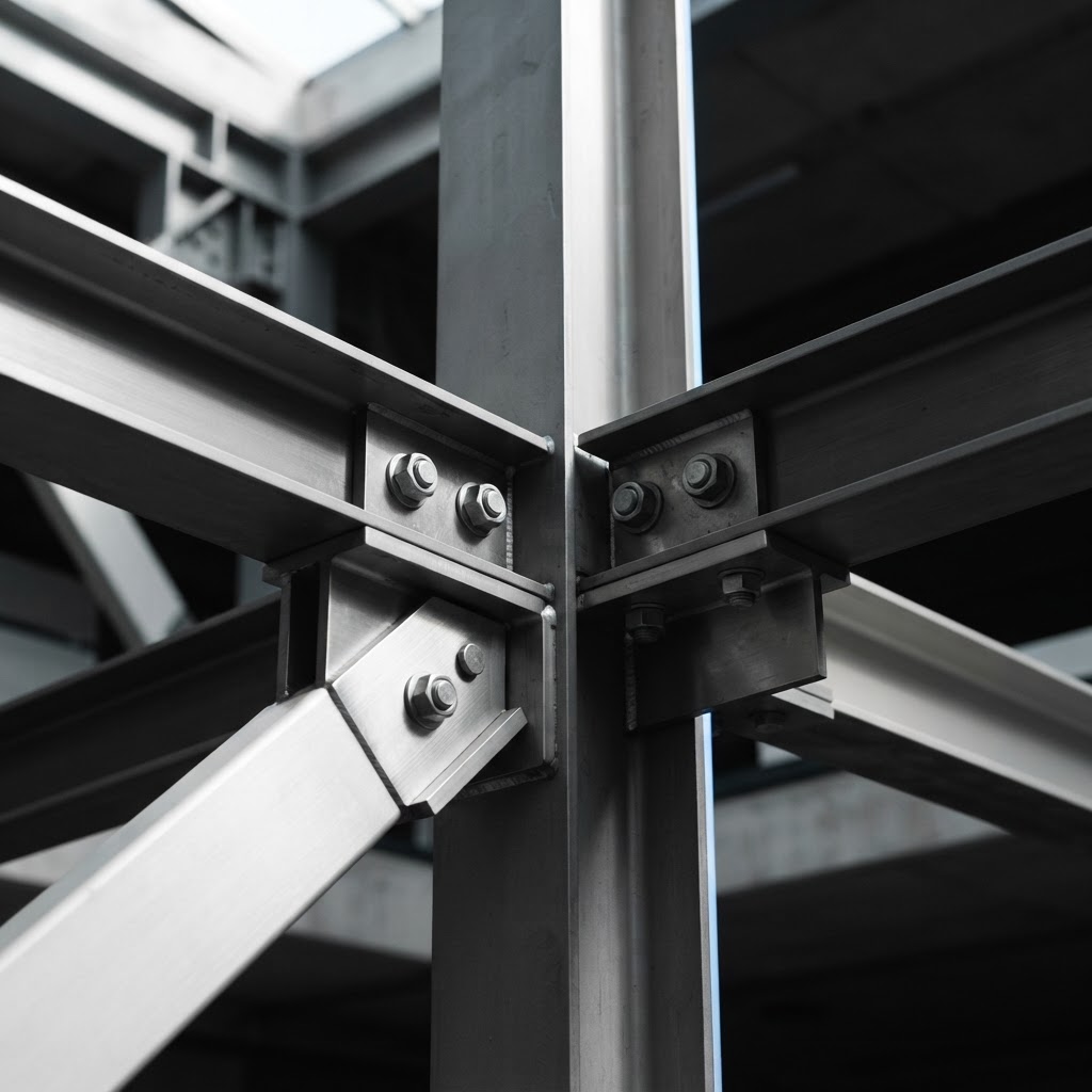 Abstract architectural structures in a minimalist industrial setting