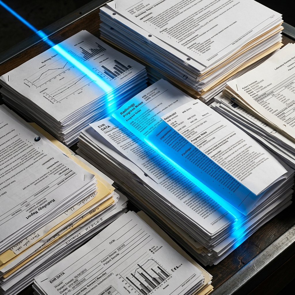 Layered clinical documents with analytical light beam