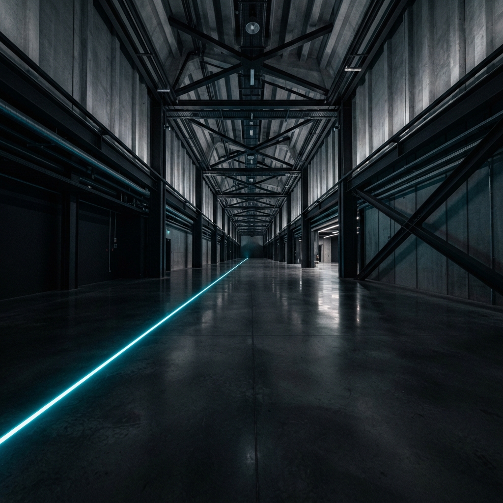 Minimalist architectural hallway with light accent