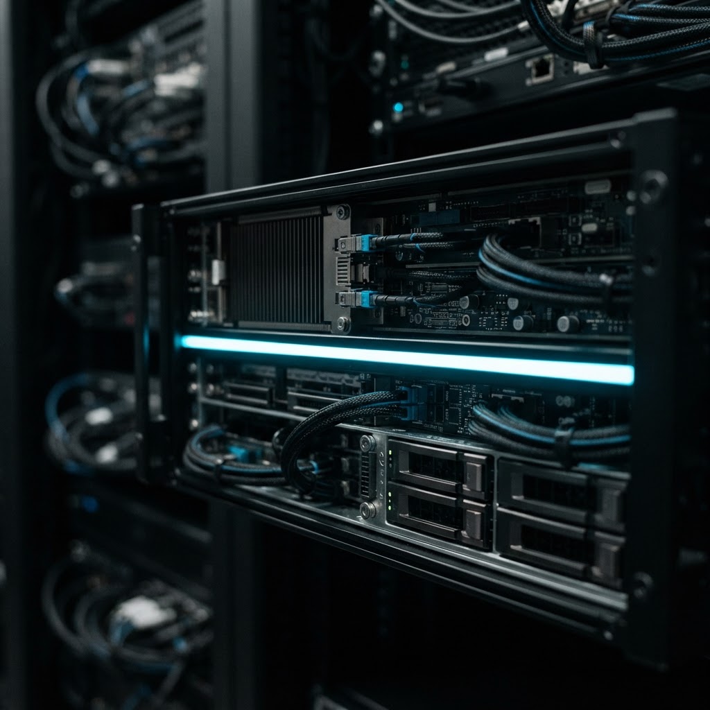 Macro view of high-end server hardware component