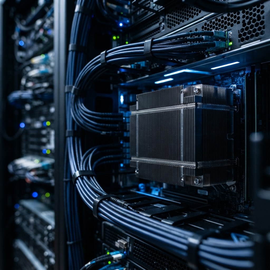 Detailed view of high-performance server hardware components