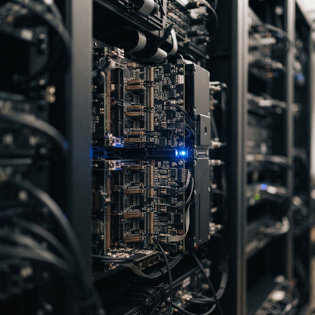 Close up of high quality server architecture and electrical components