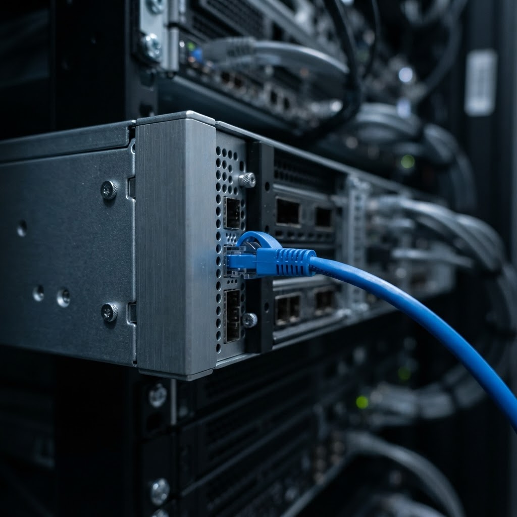 Detail of server hardware showing precision engineering