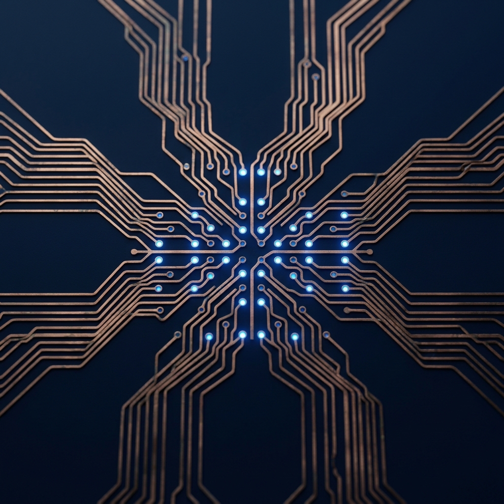 Overhead circuit pattern with luminous connection nodes