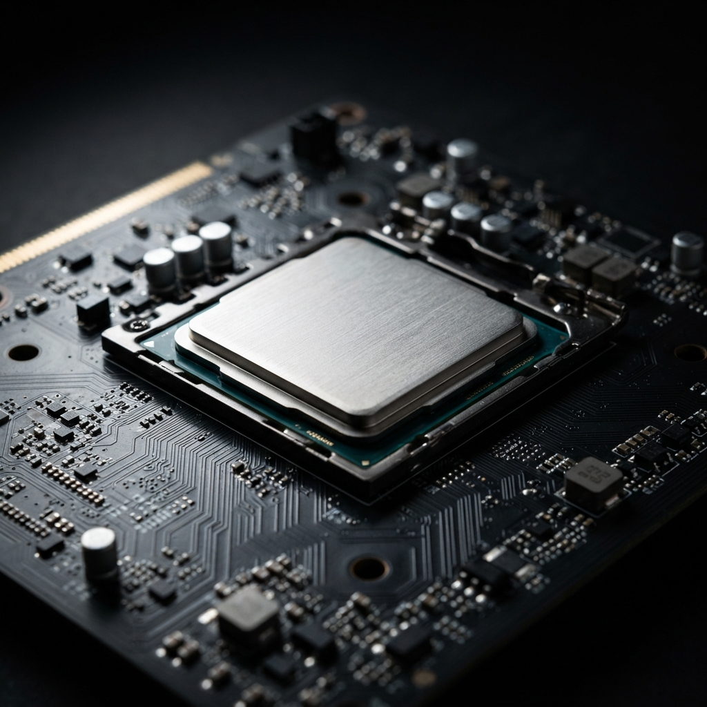 Detailed macro view of a modern computer processor