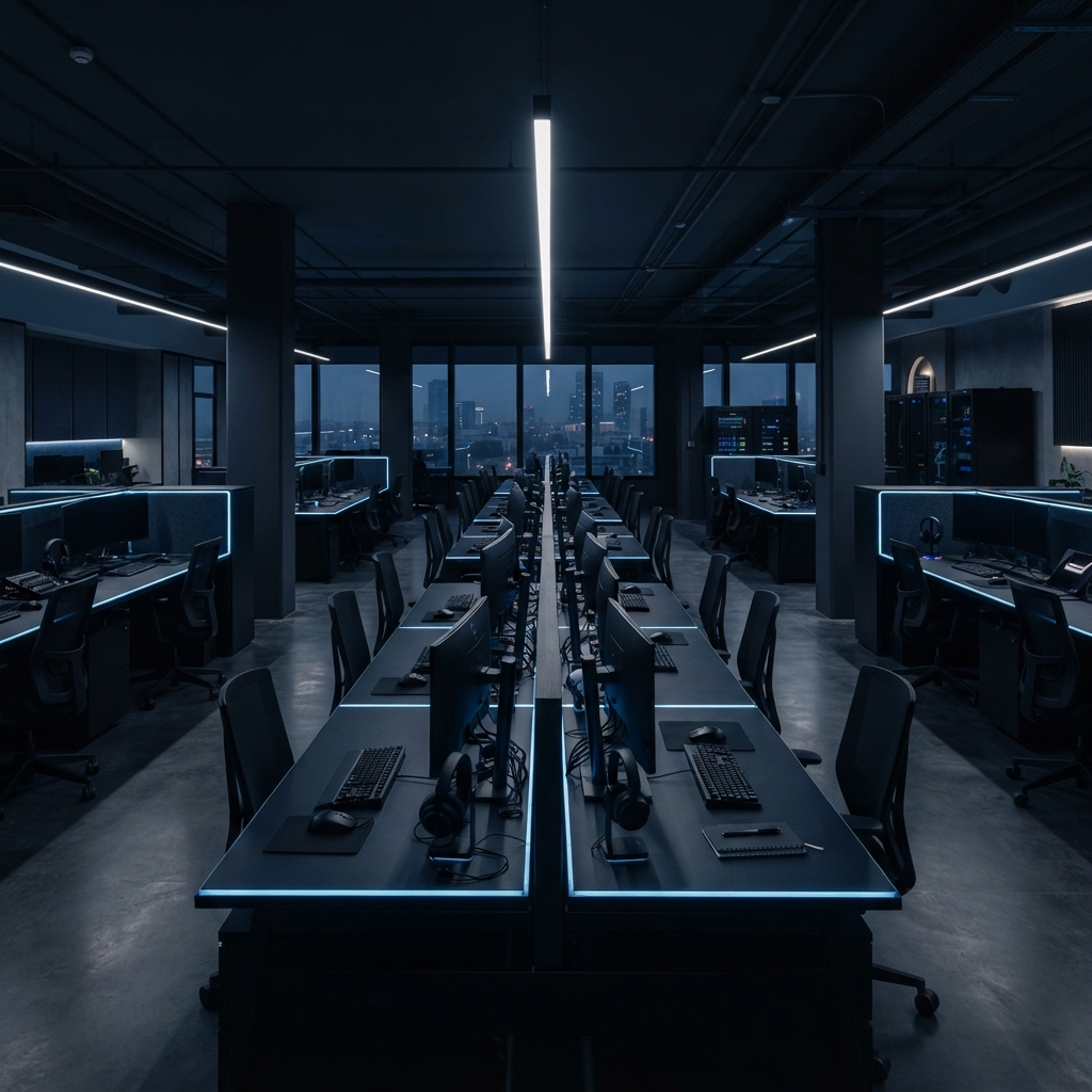 Modern professional workspace arranged with architectural precision