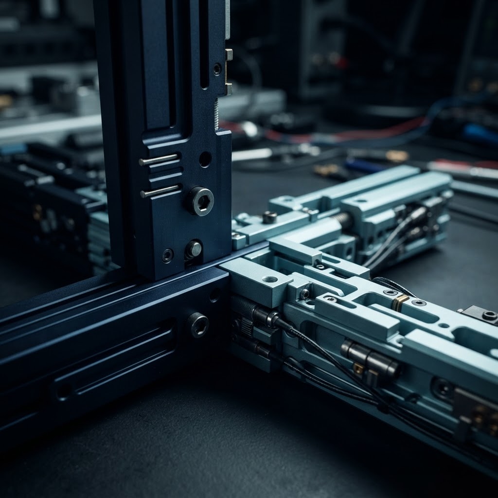 Macro view of metallic architectural components