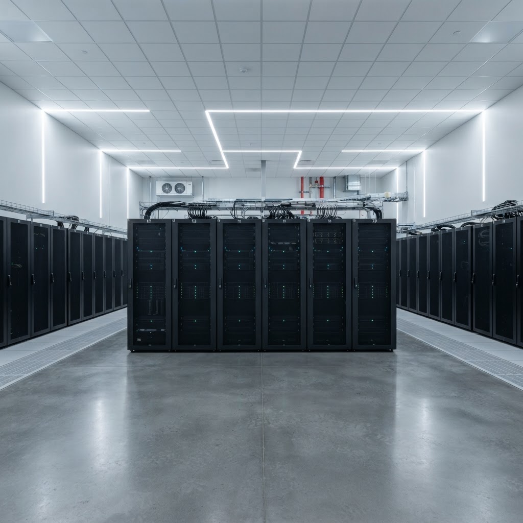 Modern minimalist computing server room