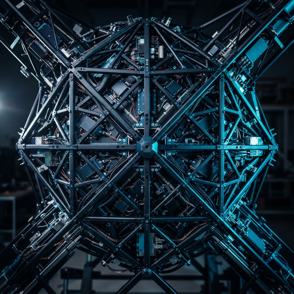Abstract geometric satellite structural framework