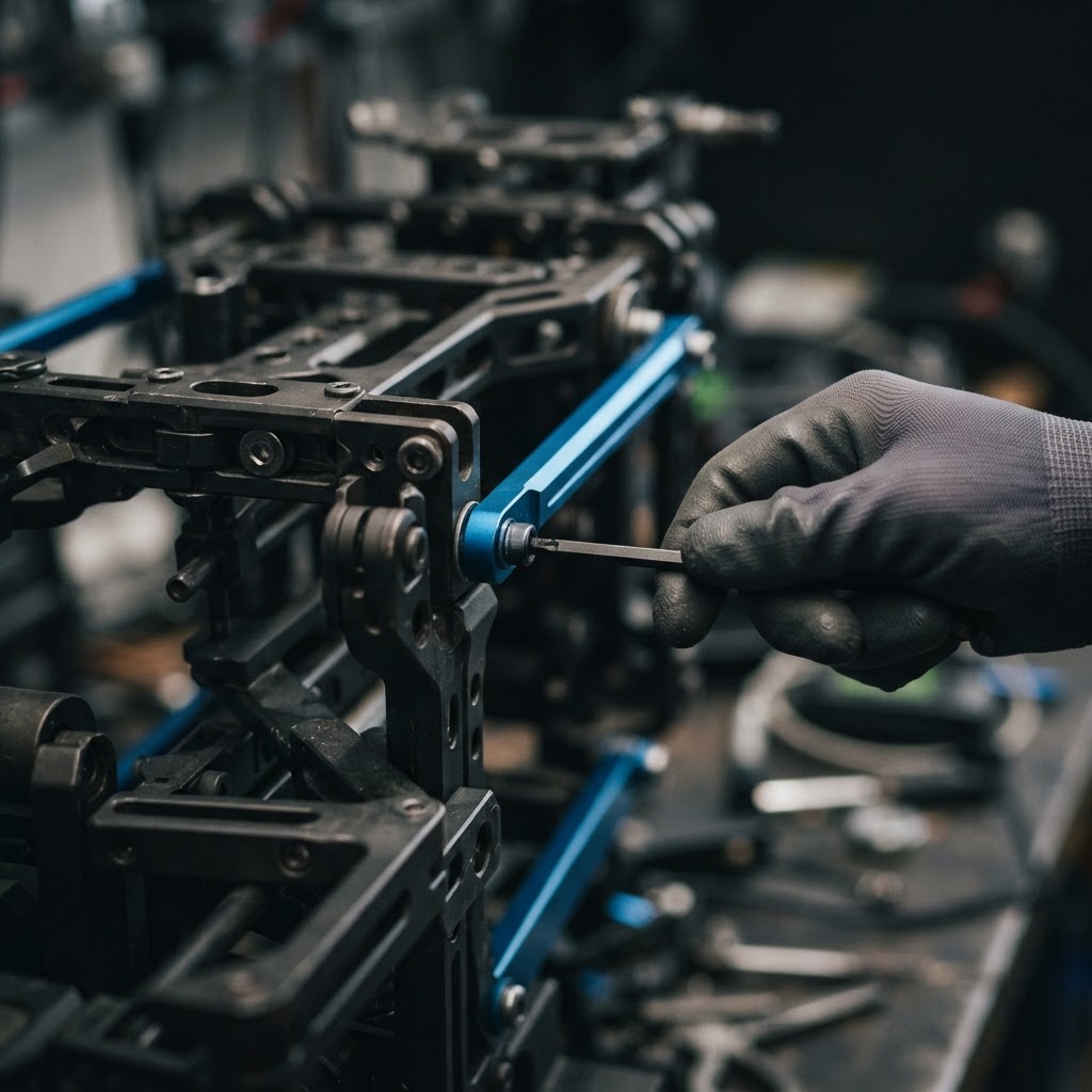 Close up of an engineer adjusting a modular structural component
