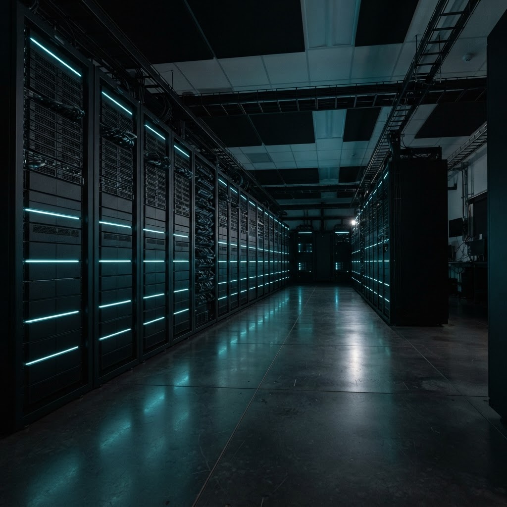 Modern server hardware in a minimalist laboratory setting