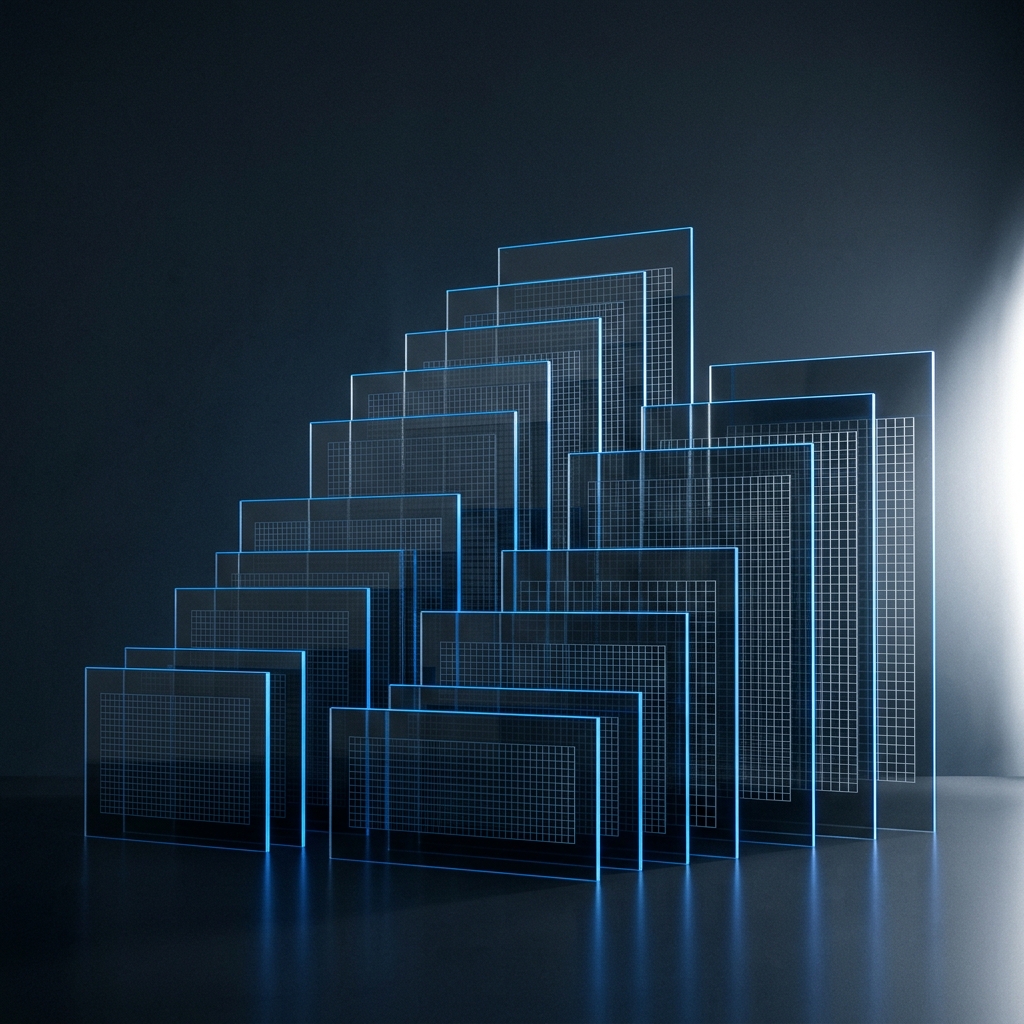 Layered acrylic panels representing data sharding