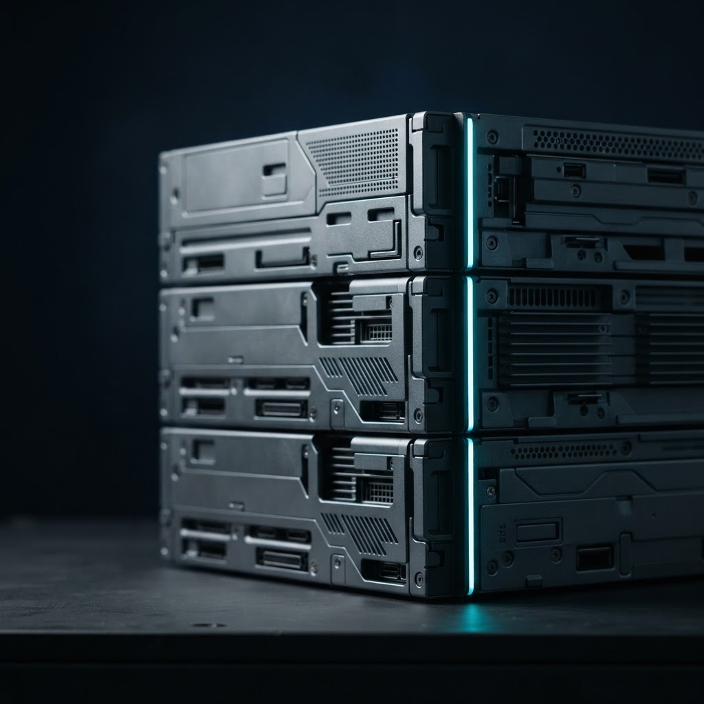 Abstract close up of structured server hardware components