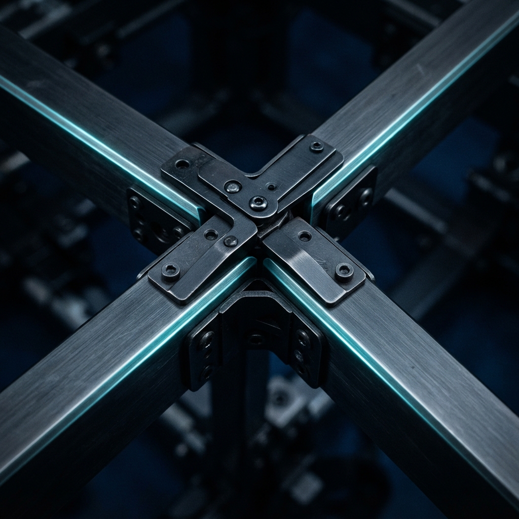 Macro view of industrial metal structural joints
