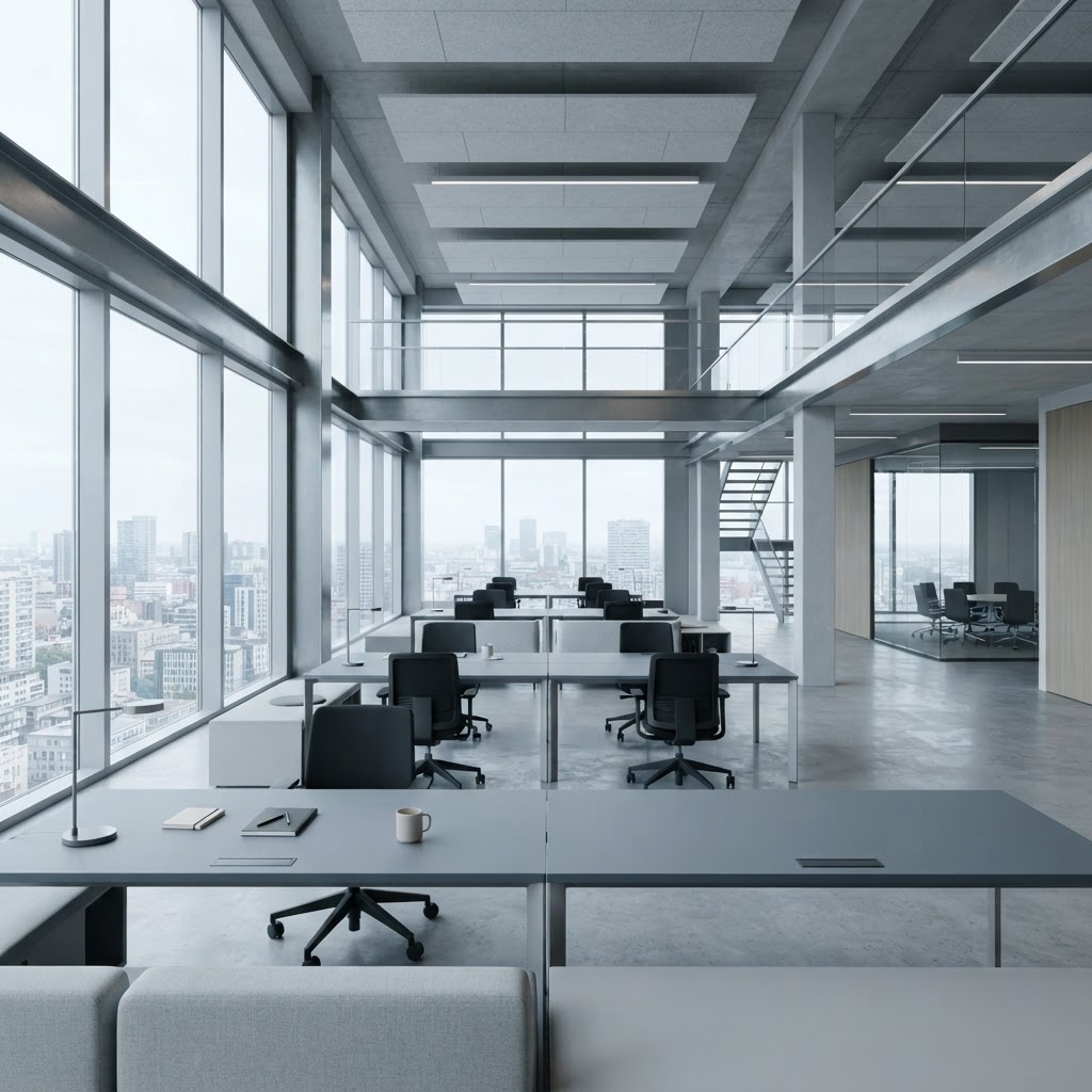 Modern architectural office interior with clean lines