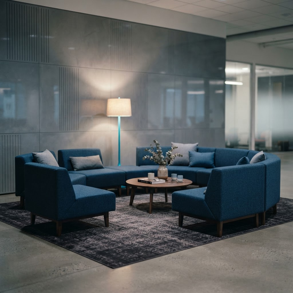 Minimalist modern office lounge space