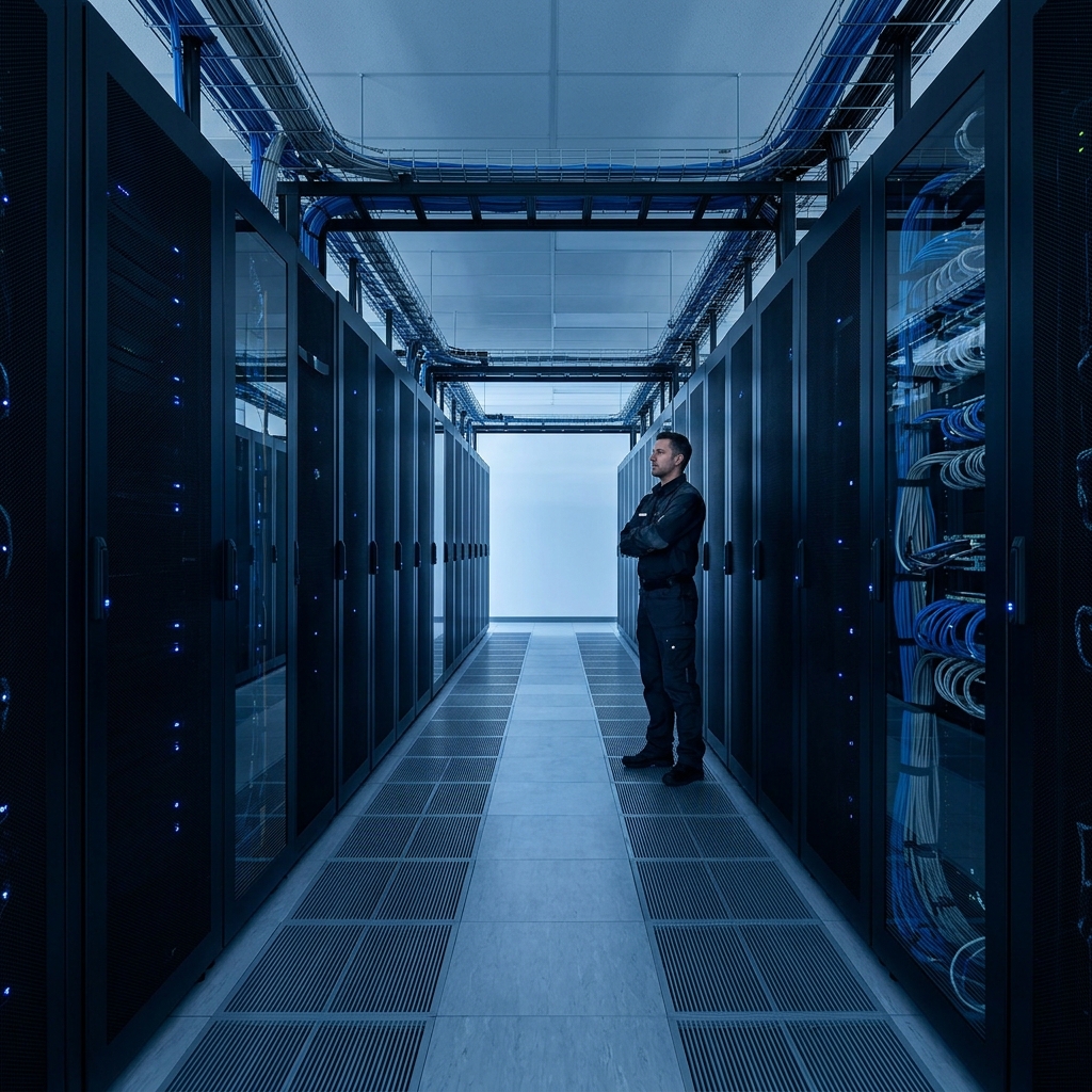 Data center infrastructure representing complex system architecture