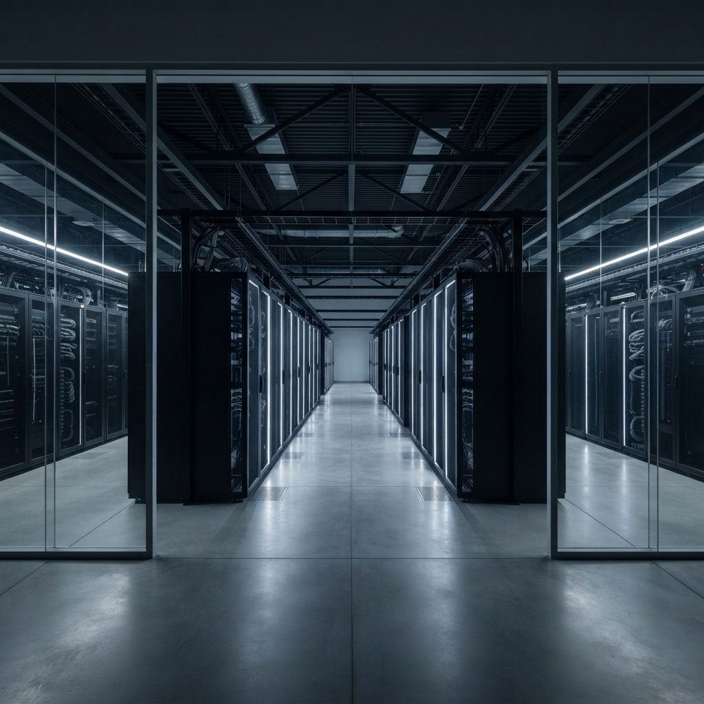 Modern server room infrastructure rows