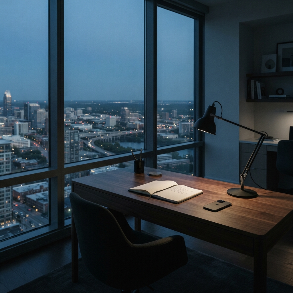 Clean professional workspace with focus on structured elements