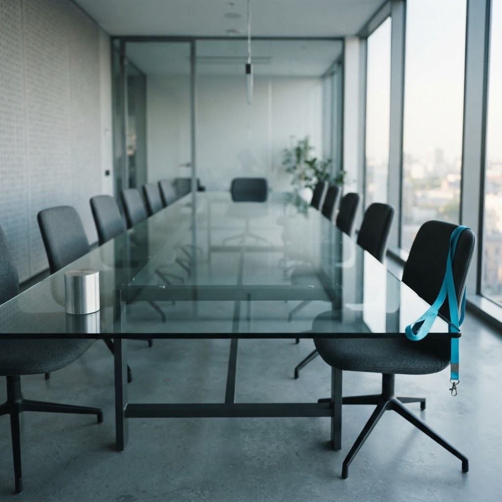 Wide angle shot of a minimalist conference table