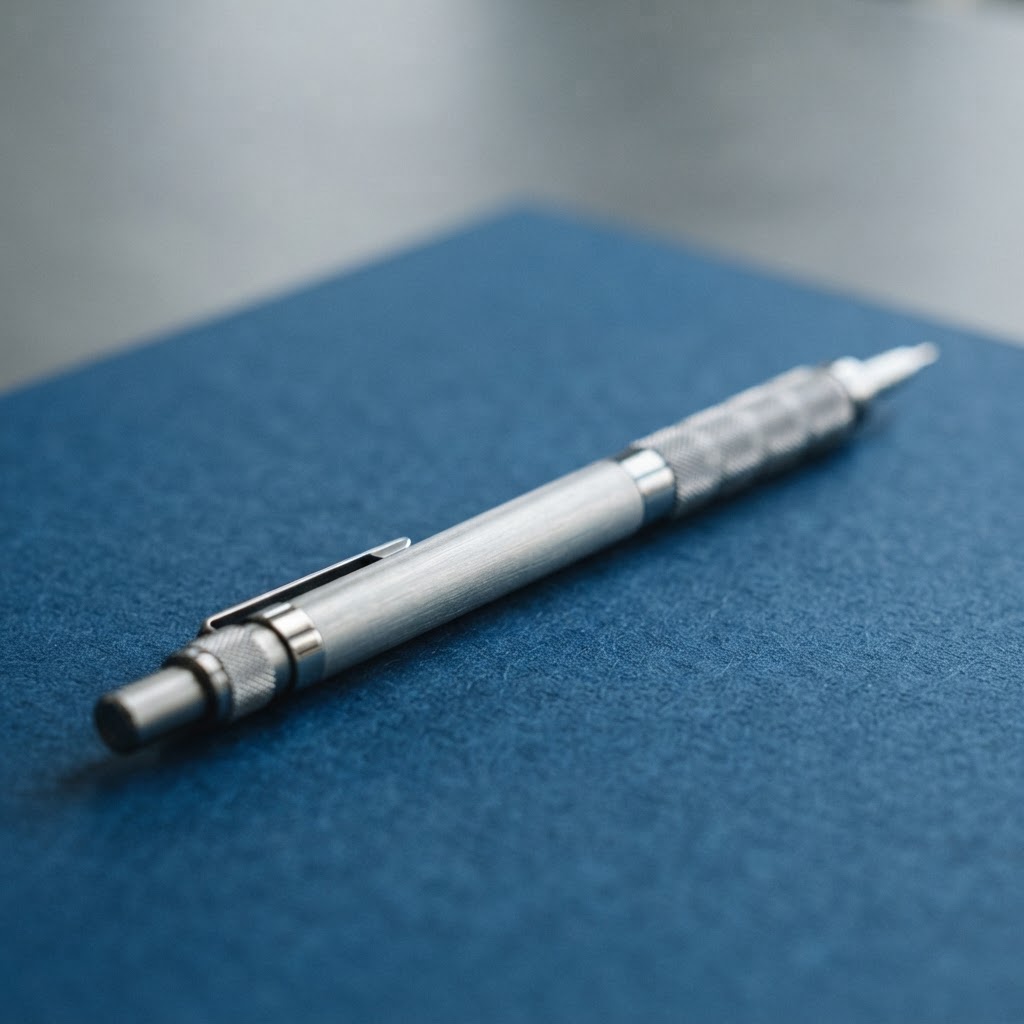 Mechanical pencil on textured paper surface