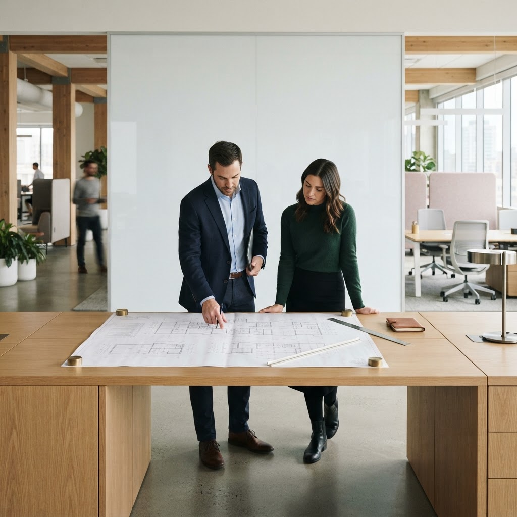 Professionals working in a modern office space