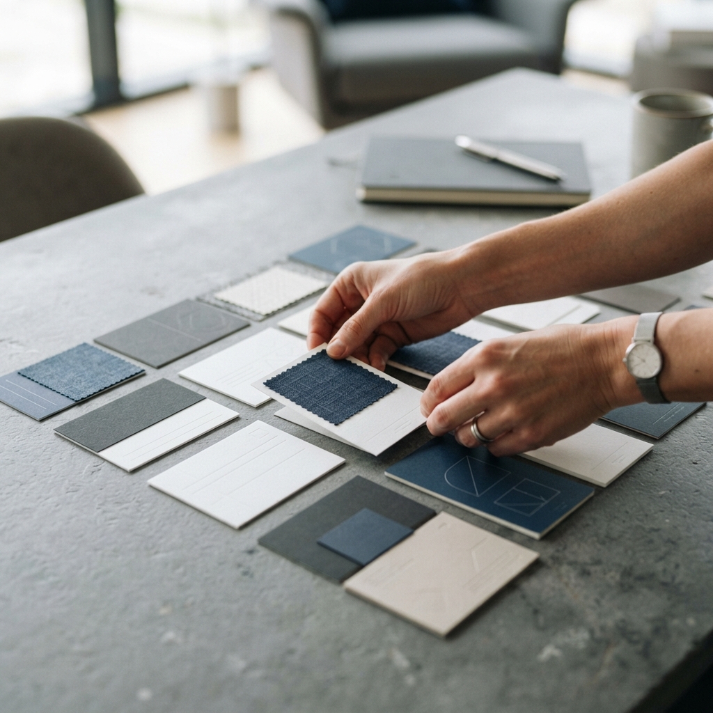 Professional planning materials organized on a desk
