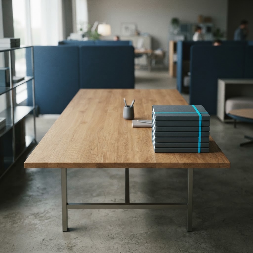 A clean minimalist office workspace for analytical evaluation