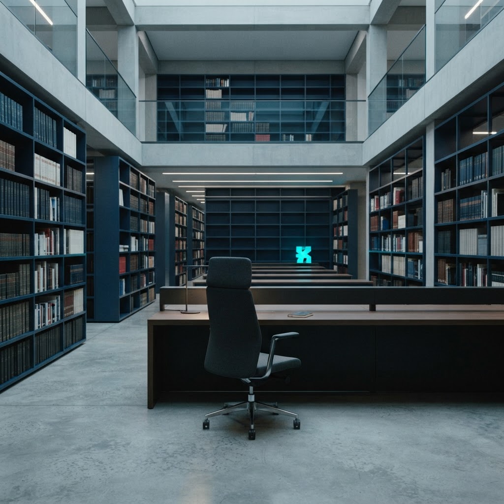 A quiet and modern library archive room