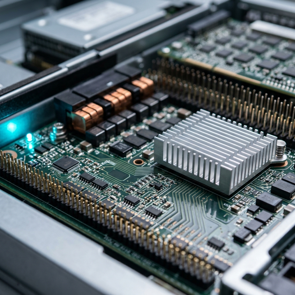 Detailed view of server hardware components