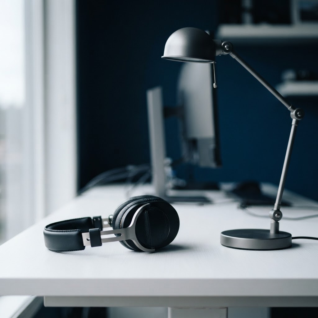 Minimalist workstation with professional equipment