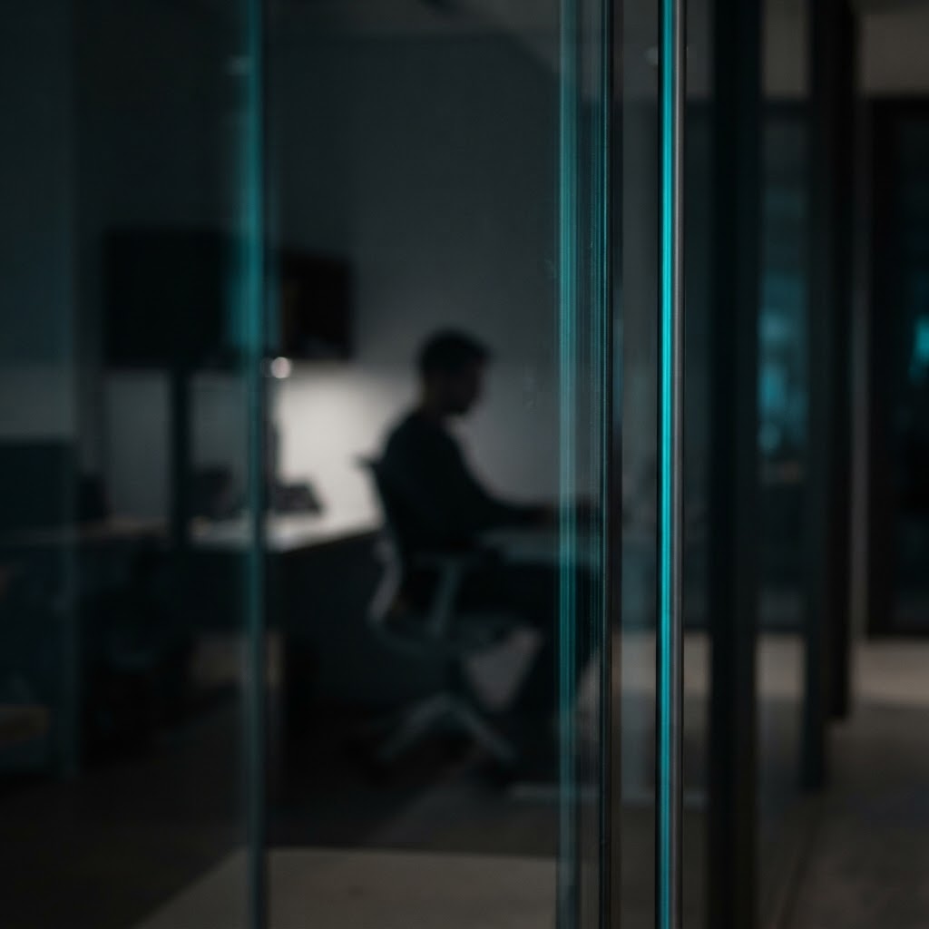 Blurred view through a modern office glass wall