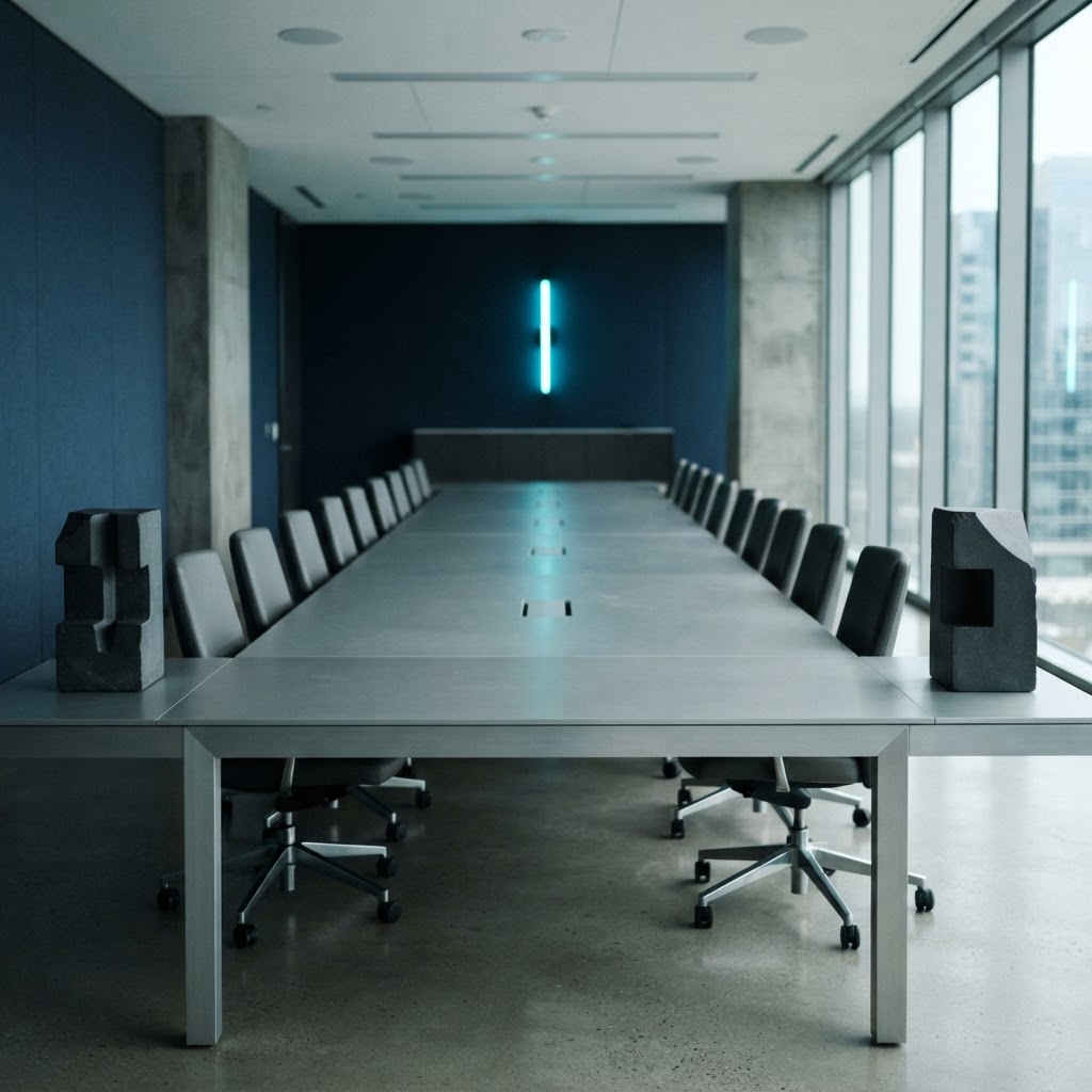Minimalist conference table in an empty office