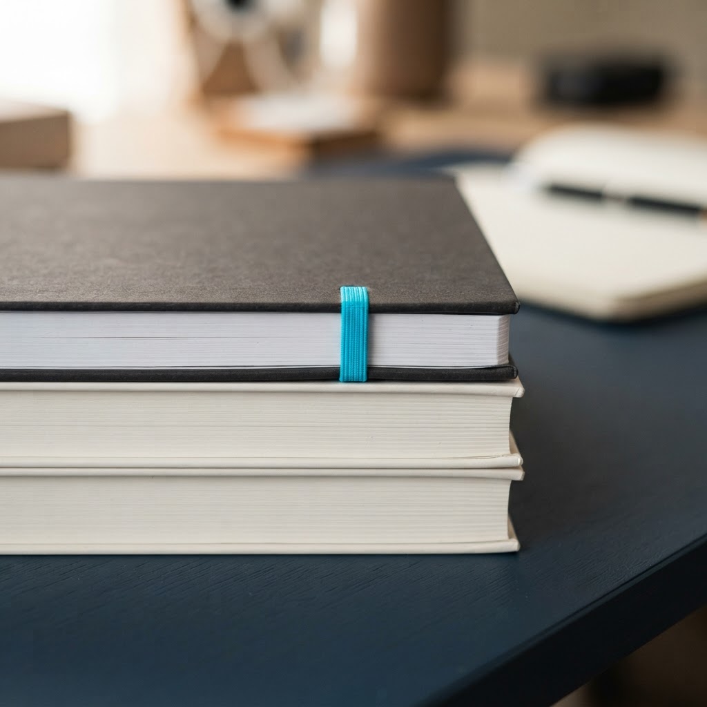 Stack of professional technical manuals on a desk