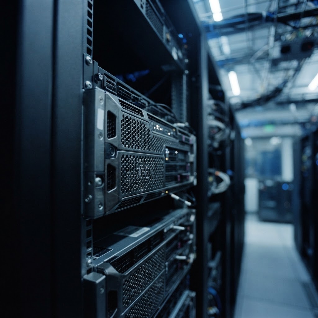 Close up of high performance server hardware