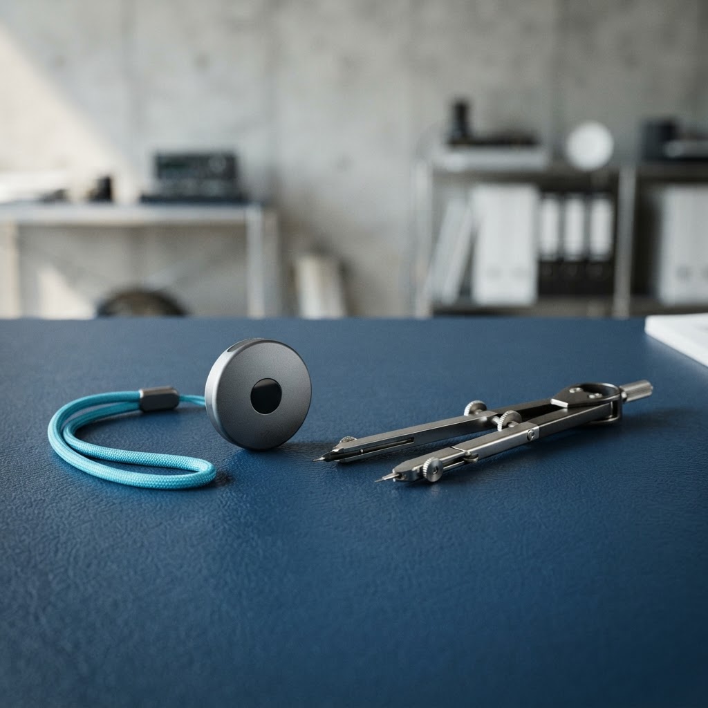 Wearable sensor hardware and drafting tools on desk