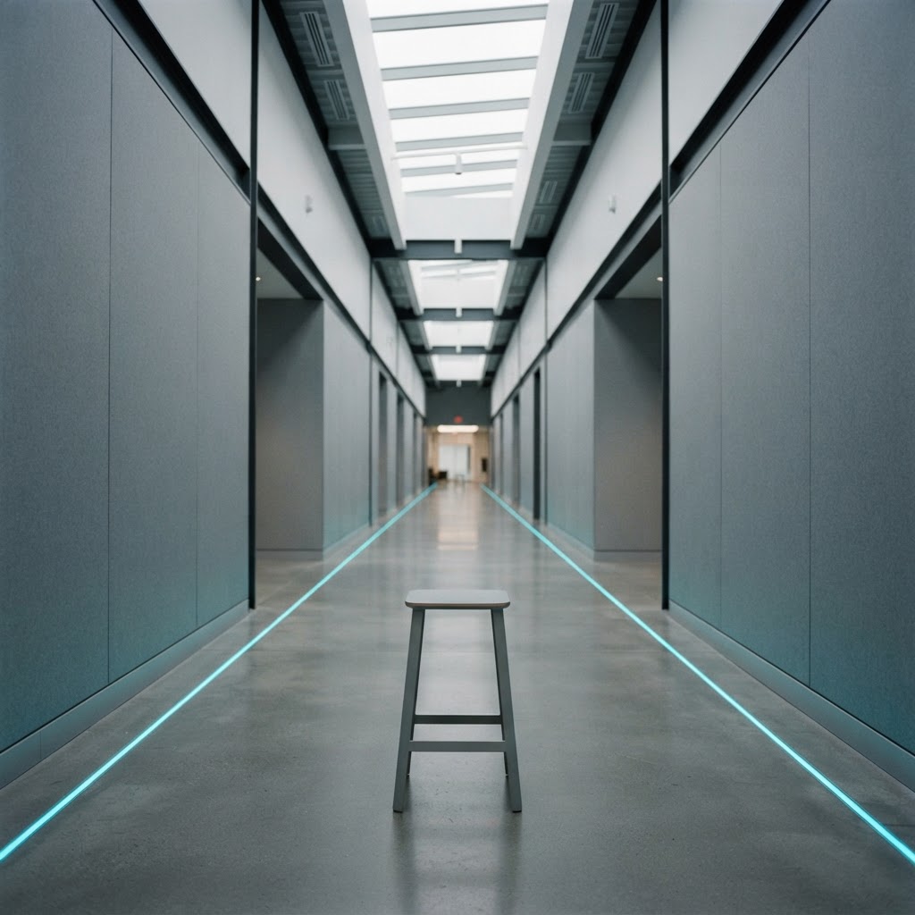 Symmetrical architectural view of a minimalist modern hallway