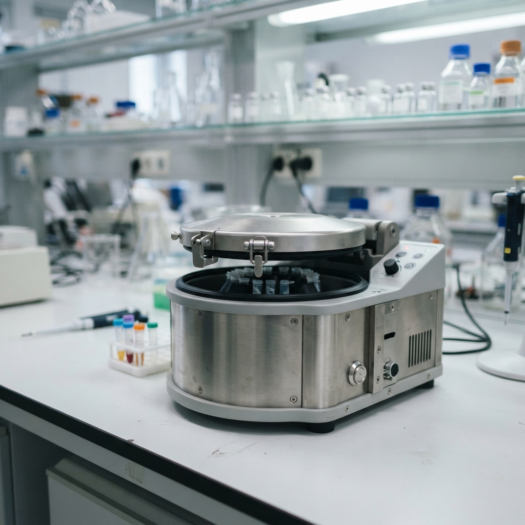 Close up of professional laboratory centrifuge equipment