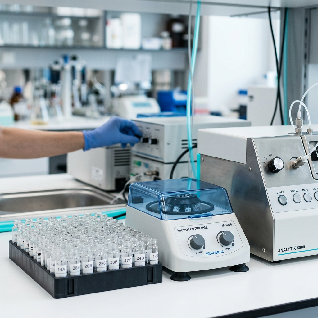 Bioanalysis laboratory equipment measuring biological samples
