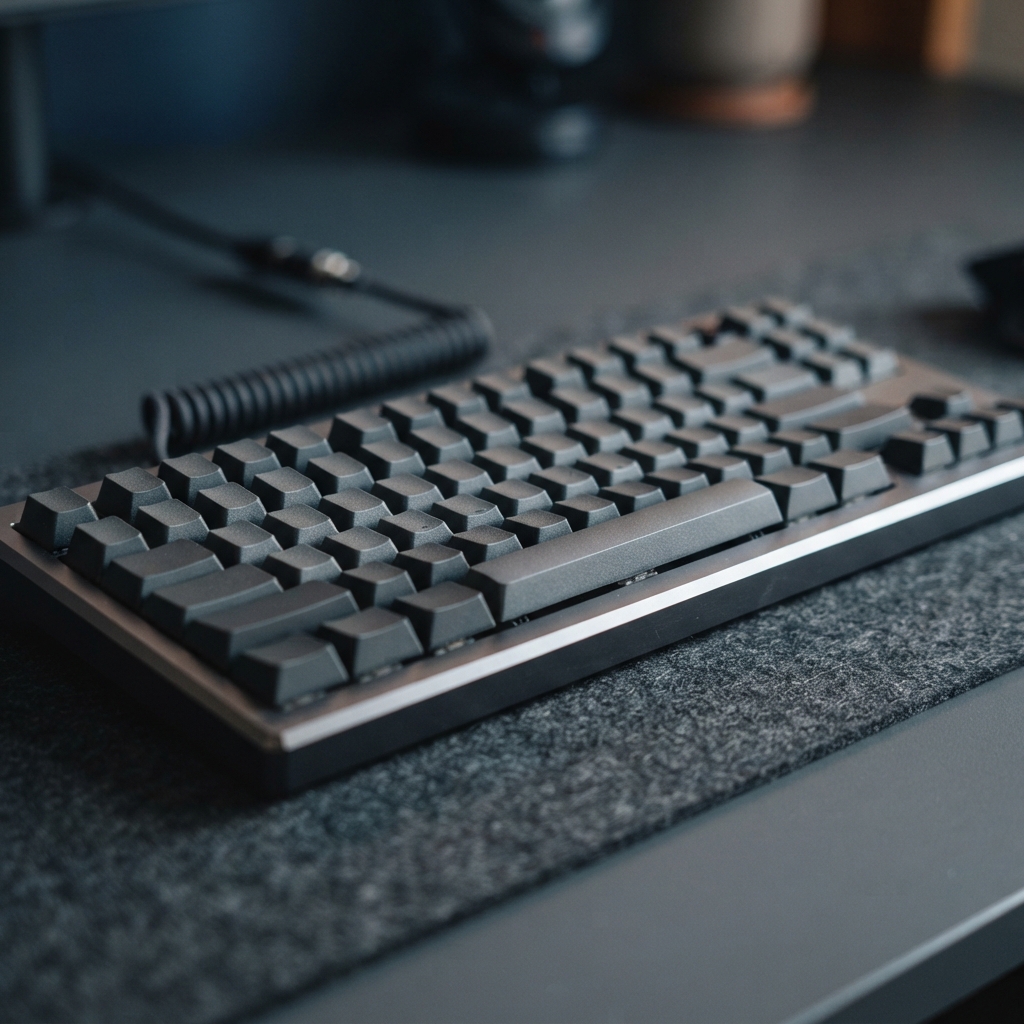 Modern mechanical keyboard close up