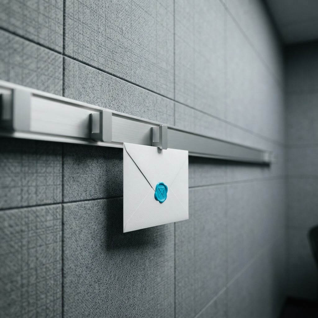 Minimalist wall installation with a single paper envelope