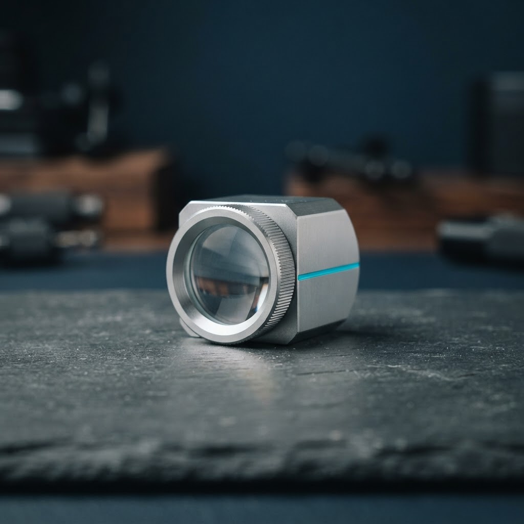 A high-end magnifying loupe on a slate desk