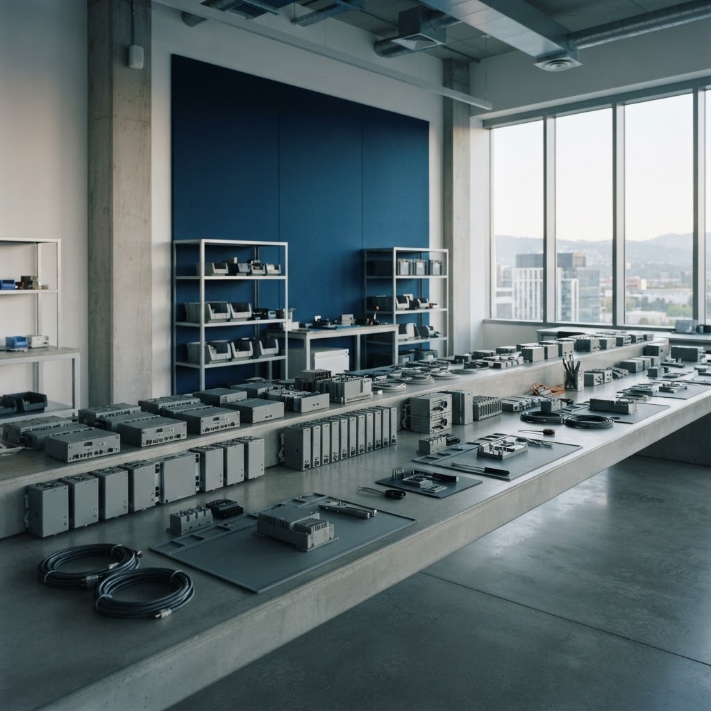 Minimalist modern engineering workspace