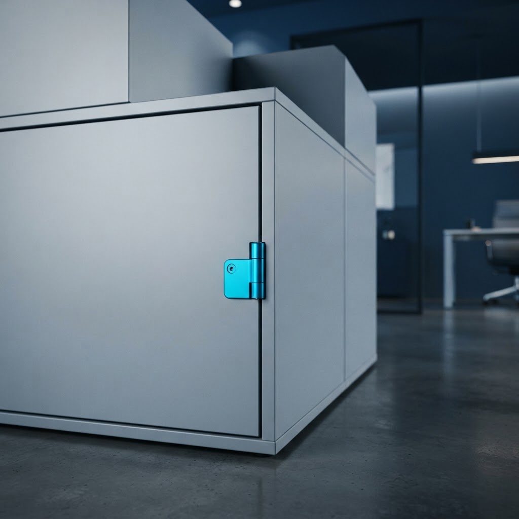 Modern modular office cabinet corner detail